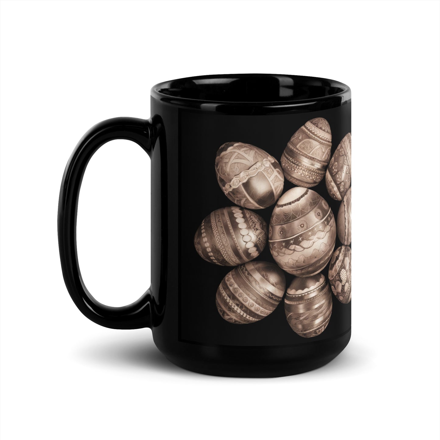 Black Glossy Mug | Easter symbols, such as decorated eggs