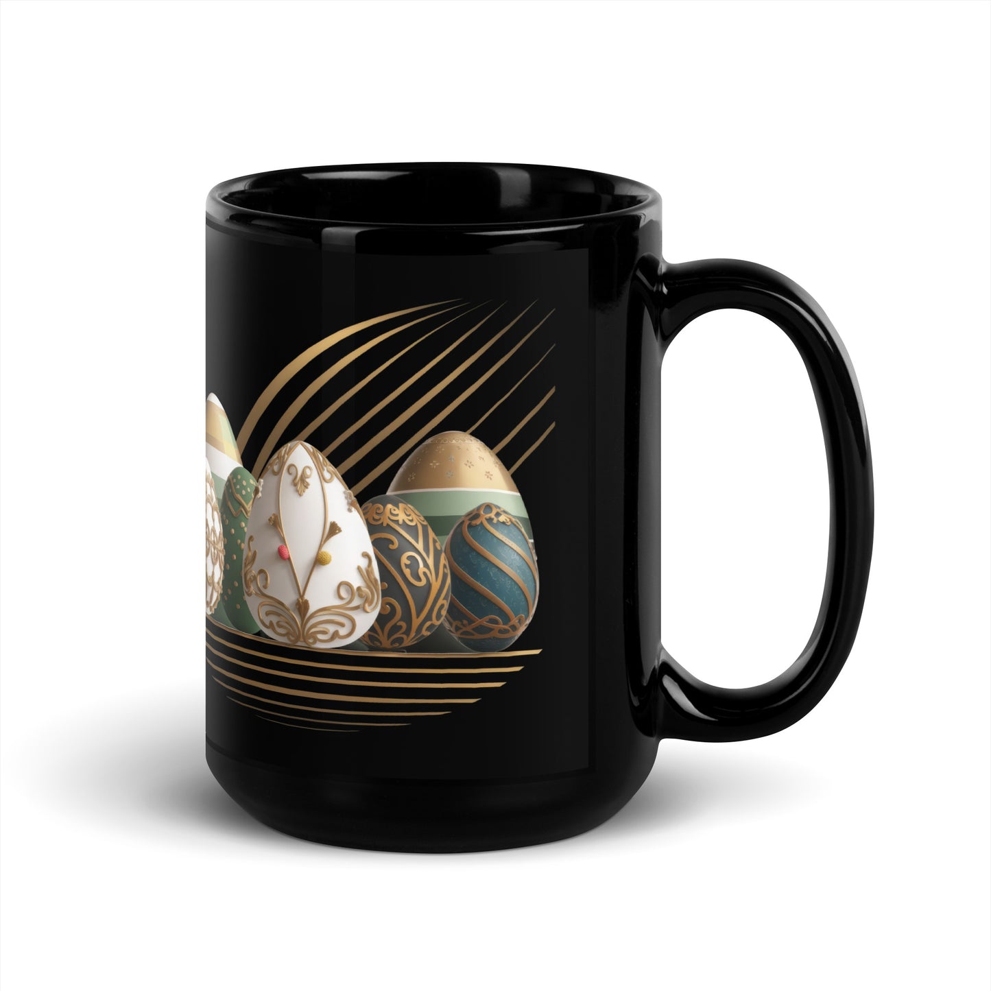 Black Glossy Mug | Easter symbols, such as decorated eggs