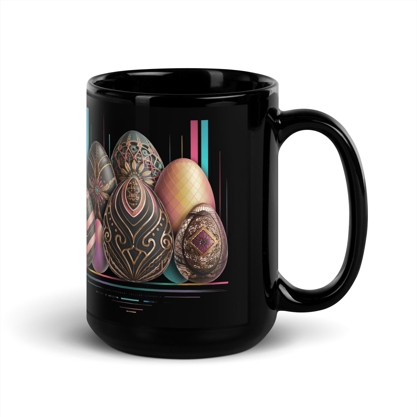 Black Glossy Mug | Easter symbols, such as decorated eggs