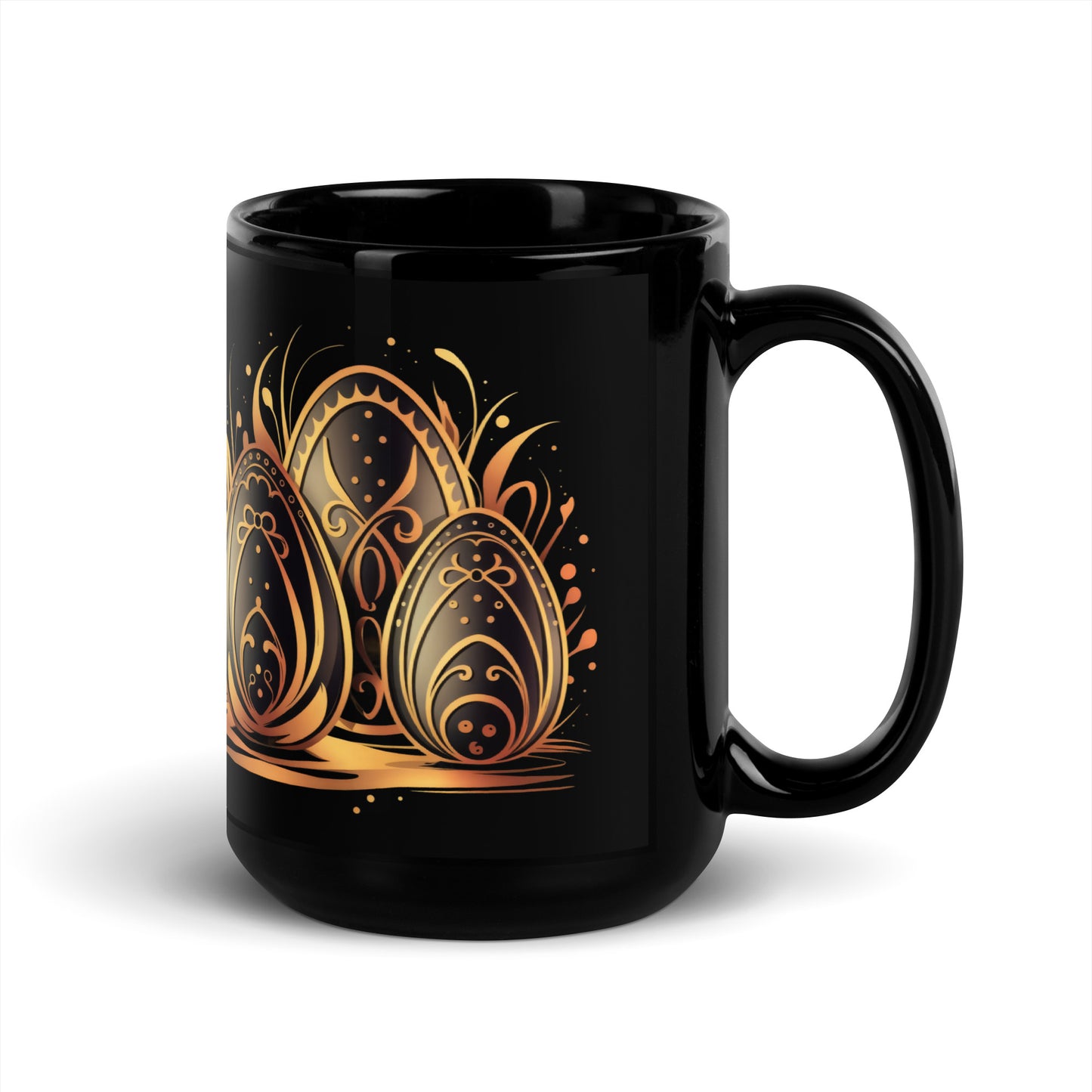 Black Glossy Mug | Easter symbols, such as decorated eggs