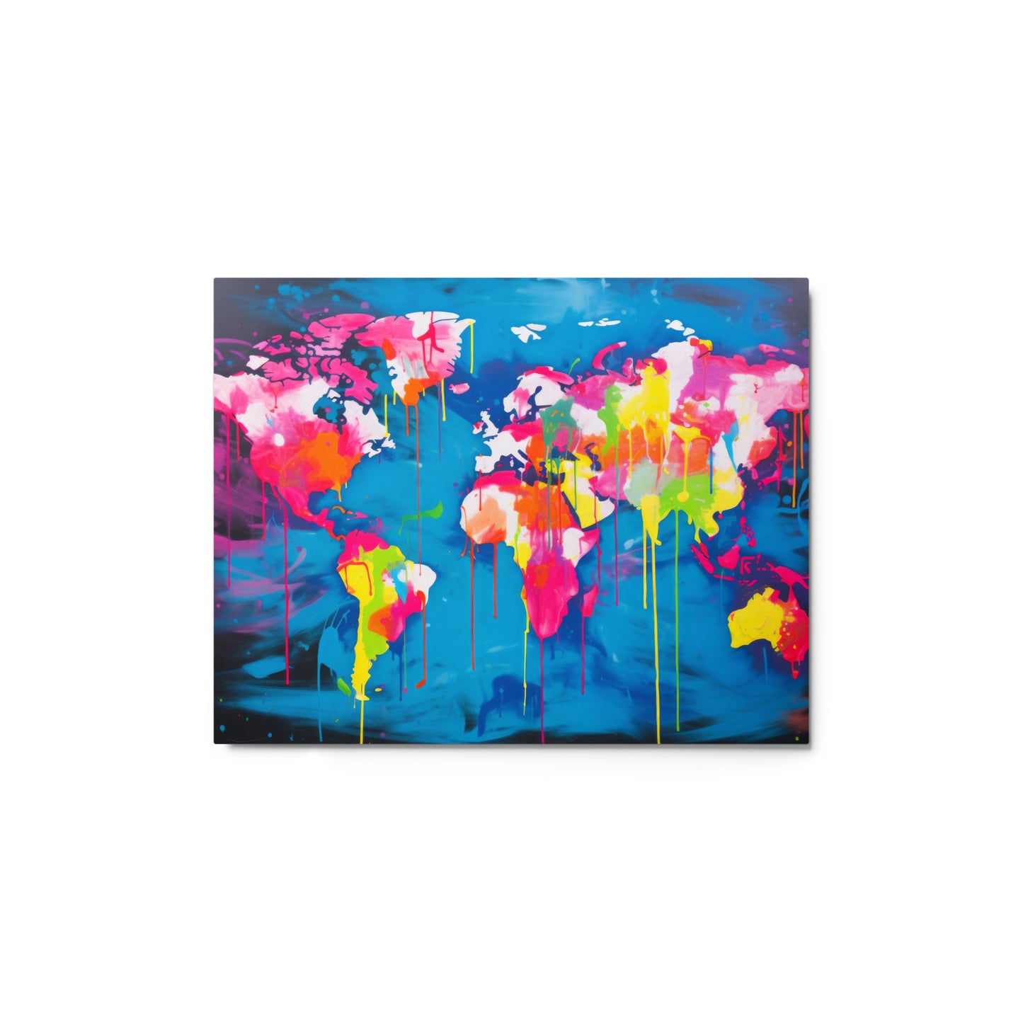 Metal prints | Neon Graffiti World Map Digital Art