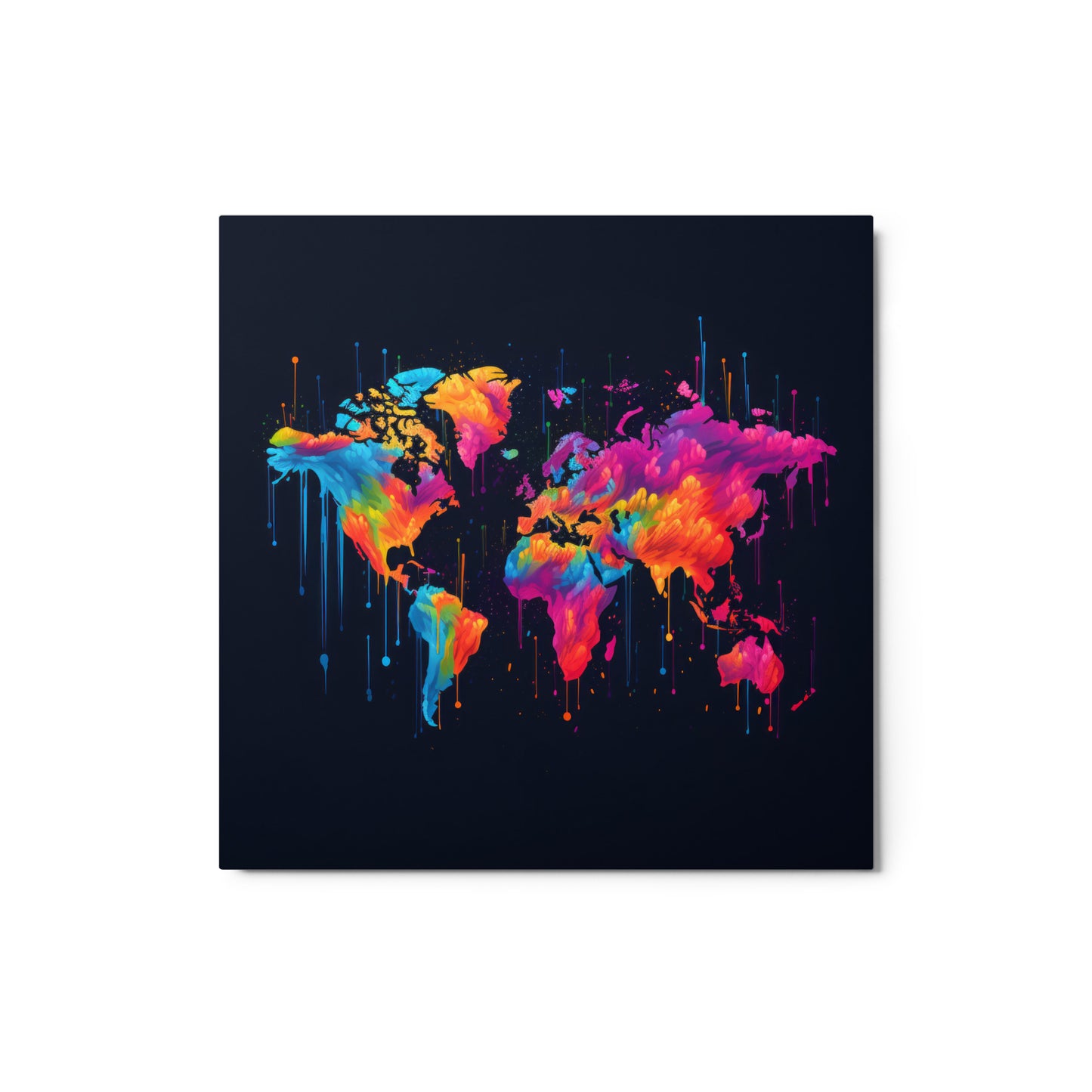 Metal prints Neon Graffiti World Map Digital Art