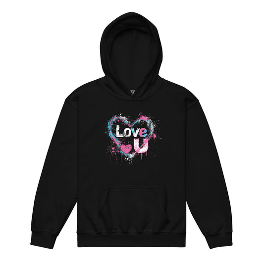 Youth heavy blend hoodie | Love, Love Me, Love U, Love My Family